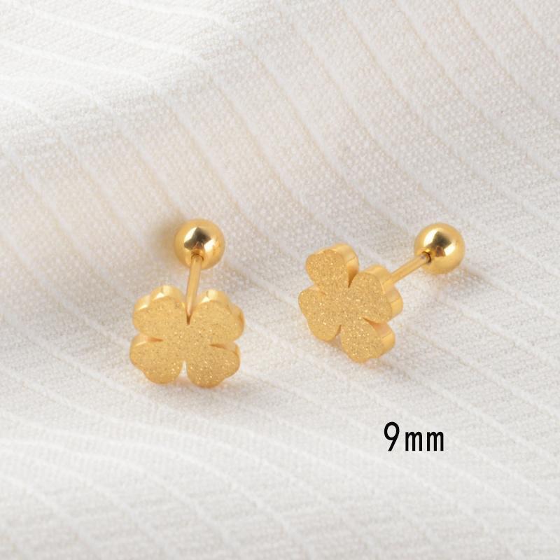 Anting Pasangan Wanita Stainless Steel Motif Bunga 4 Daun Anti Luntur perhiasandirect