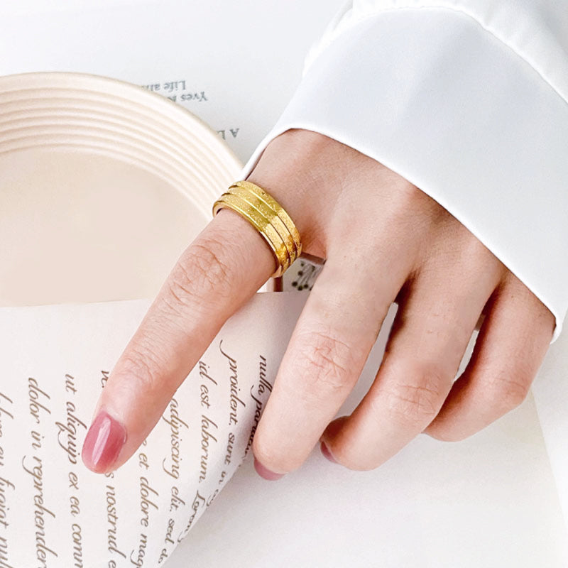 Cincin 18k Emas Berlian Stainless Steel untuk Wanita - Anti Pudar | Aksesoris Fashion Korea - 我的商店