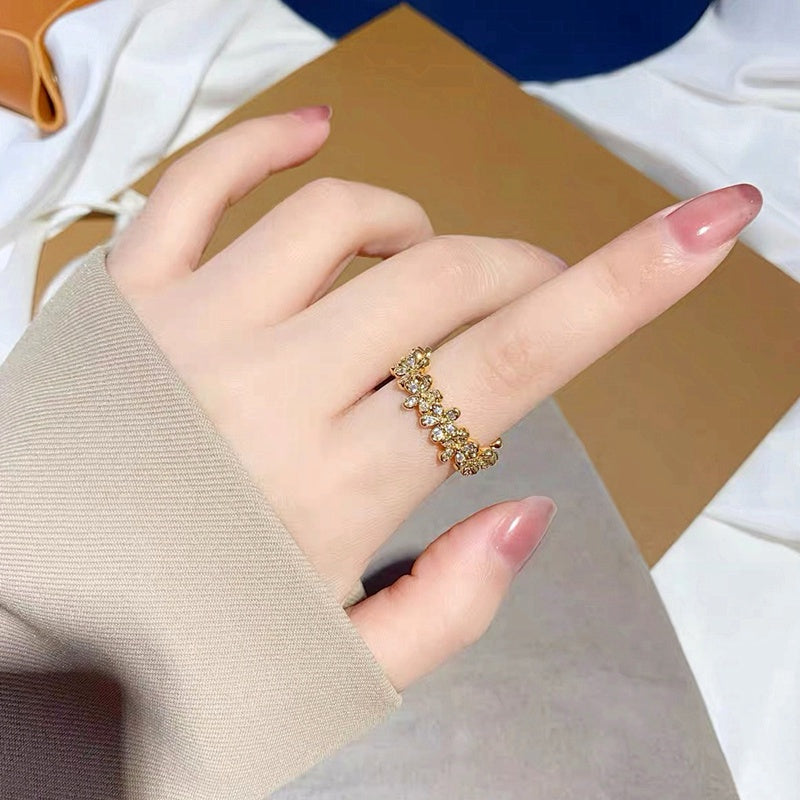 Cincin Wanita Bunga Adjustable Vintage - Emas, Elegan & Cocok untuk Hadiah! - 我的商店