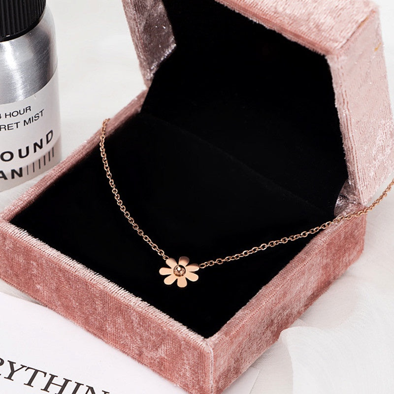 Kalung Choker Korean Daisy untuk Wanita - Pendant Bunga Emas Sederhana | Aksesoris Perhiasan Elegan - 我的商店