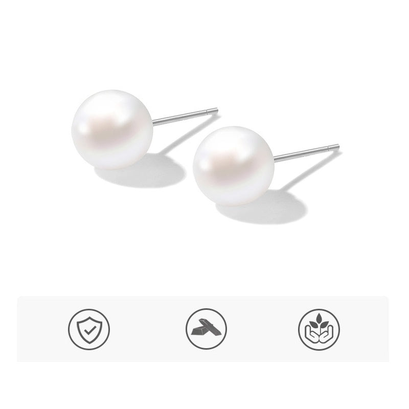 Anting Pearl Stud Wanita - Desain Minimalis Gaya Korea, Perak Berkualitas - 我的商店