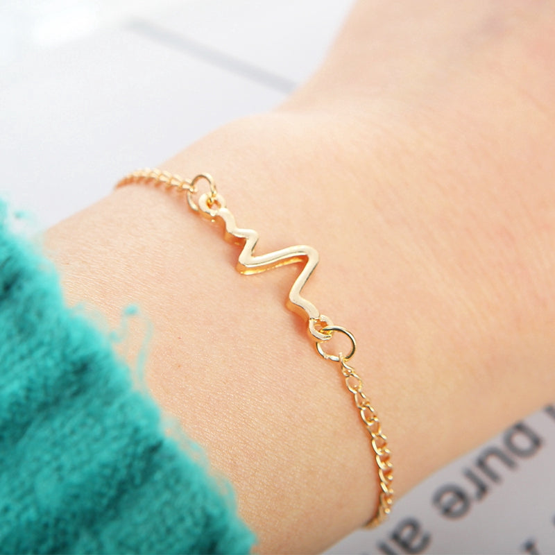 Gelang Couple Detak Jantung - Desain Minimalis untuk Pasangan, Aksesoris Fashion Unisex - 我的商店