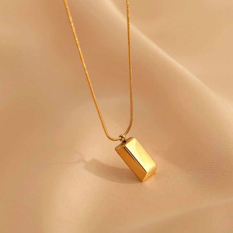 Kalung 18k Gold Nugget untuk Wanita - Rantai Klavikula Stainless Steel Anti Karat | Perhiasan Elegan dan Tahan Lama - 我的商店