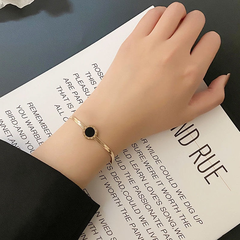 Gelang Pasangan untuk Wanita - Rantai Rose Gold Stainless Steel Anti Pudar | Aksesoris Perhiasan Elegan - 我的商店