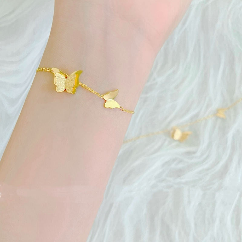 Gelang Kupu-Kupu Emas 18k untuk Wanita - Gelang Kaki Titanium Steel Anti Karat | Perhiasan Elegan - 我的商店