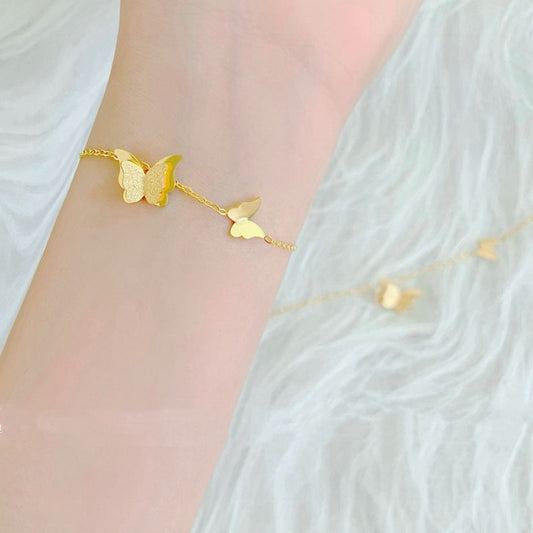 Gelang Kupu-Kupu Emas 18k untuk Wanita - Gelang Kaki Titanium Steel Anti Karat | Perhiasan Elegan - 我的商店