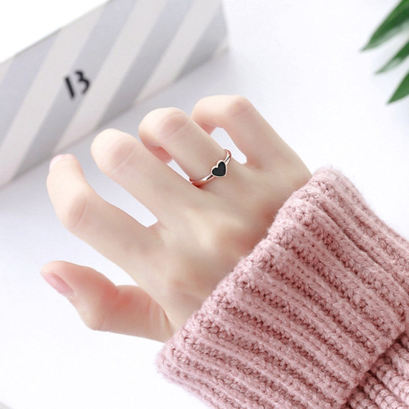 Cincin Love Heart Stainless Steel untuk Wanita - Lapisan Emas 18k | Perhiasan Fashion Elegan Hadiah untuk Wanita - 我的商店