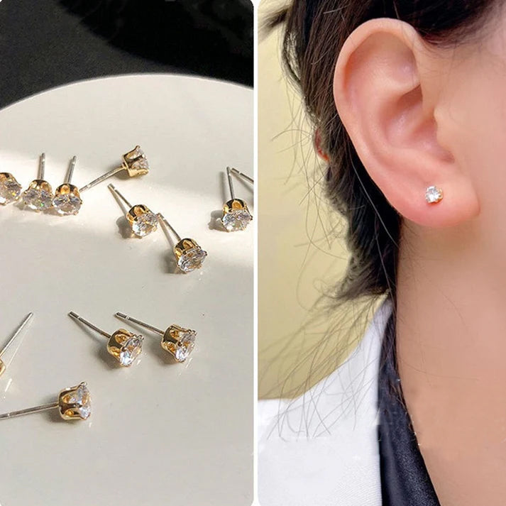 Anting Zirconia Wanita - Stainless Steel Emas Anti Kusam, Hadiah Elegan - 我的商店