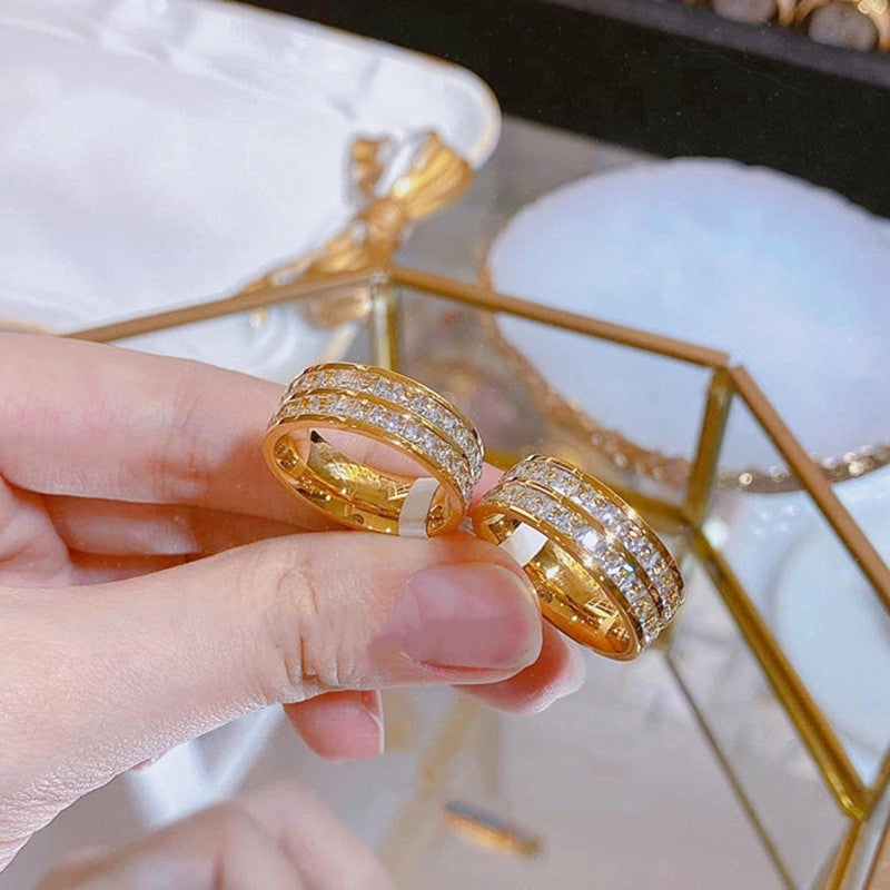 Cincin Berlian Emas untuk Wanita - Vintage Anti Pudar | Perhiasan Hadiah Elegan - 我的商店