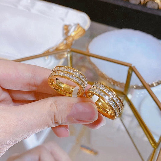 Cincin Berlian Emas untuk Wanita - Vintage Anti Pudar | Perhiasan Hadiah Elegan - 我的商店