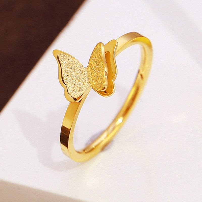 Cincin Kupu-Kupu Vintage untuk Wanita - Singsing Emas Anti Pudar | Aksesoris Perhiasan Elegan - 我的商店