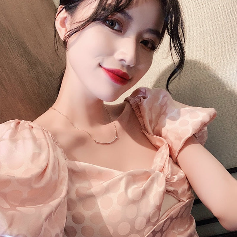 Kalung Senyum Emas Rose 18K - Rantai Klavikula Minimalis & Anti Karat untuk Wanita - 我的商店