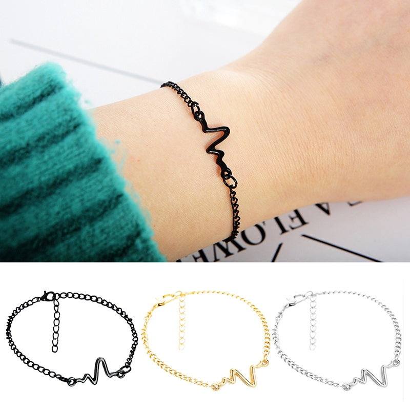 Gelang Couple Detak Jantung - Desain Minimalis untuk Pasangan, Aksesoris Fashion Unisex - 我的商店