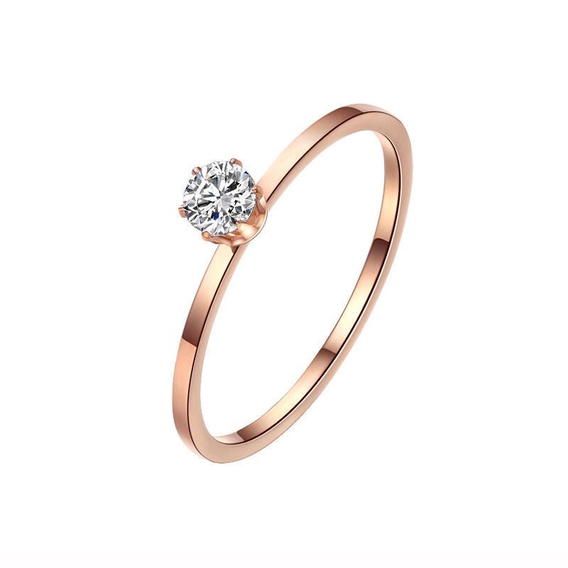 Cincin Wanita Stainless Steel - Lapis Emas, Tidak Kusam & Tidak Pudar, Elegan & Trendi! - 我的商店