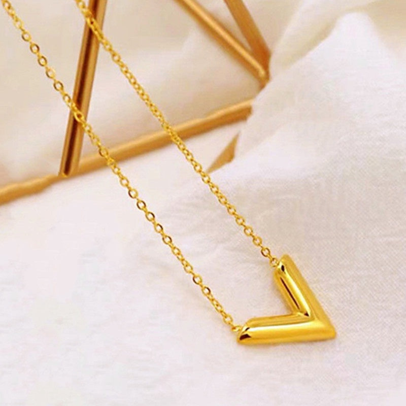 Kalung Huruf untuk Wanita - Stainless Steel 18k Emas Vintage Kwintas | Perhiasan Elegan - 我的商店