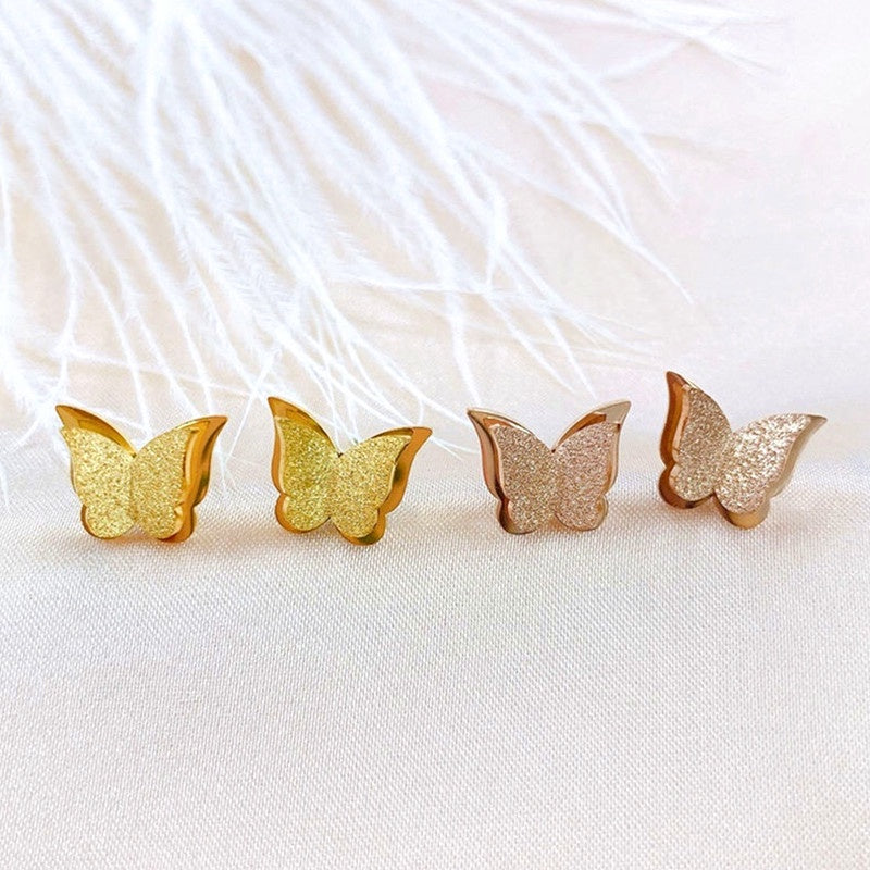 Anting Kupu-Kupu untuk Wanita - Hikaw Emas Stainless Steel Anti Pudar | Perhiasan Hadiah Elegan - 我的商店