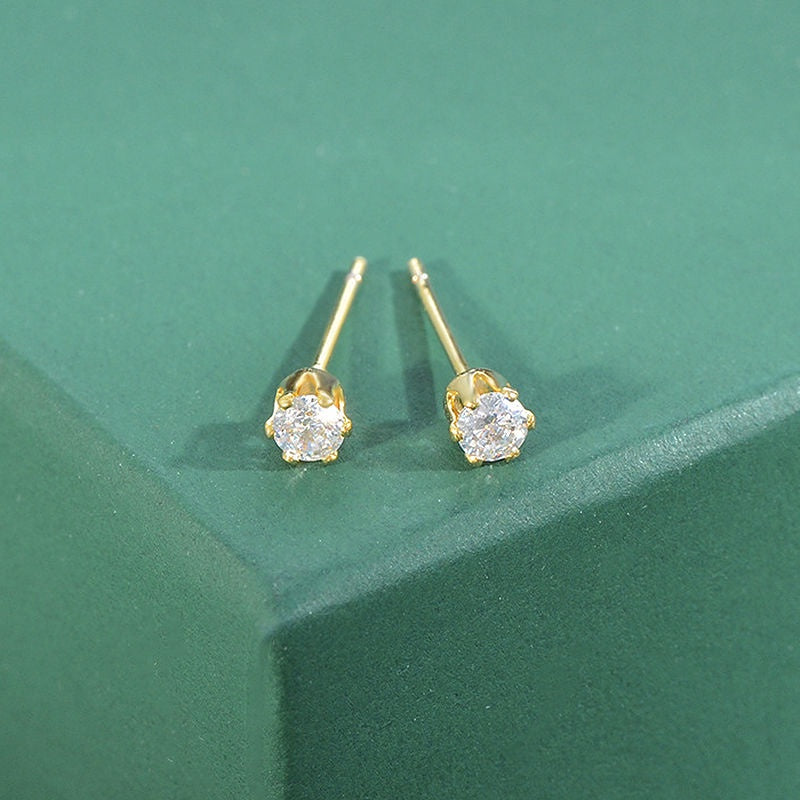 Anting Zirconia Wanita - Stainless Steel Emas Anti Kusam, Hadiah Elegan - 我的商店