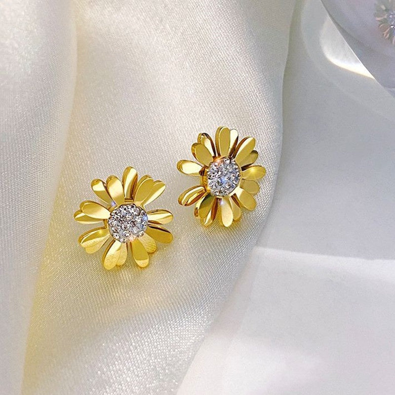 Gosir Kalung Wanita Liontin Bunga Daisy - Stainless Steel Lapis Emas, Tidak Kusam, Elegan & Trendi! - 我的商店