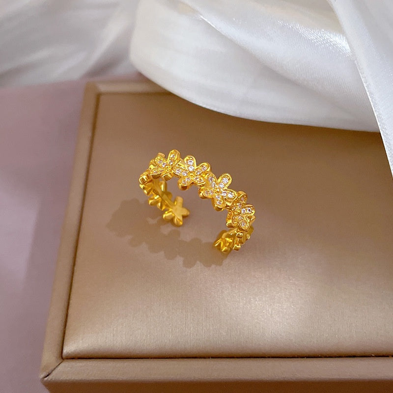 Cincin Berlian Adjustable untuk Wanita - Singsing Emas dengan Kotak Perhiasan | Aksesoris Elegan - 我的商店