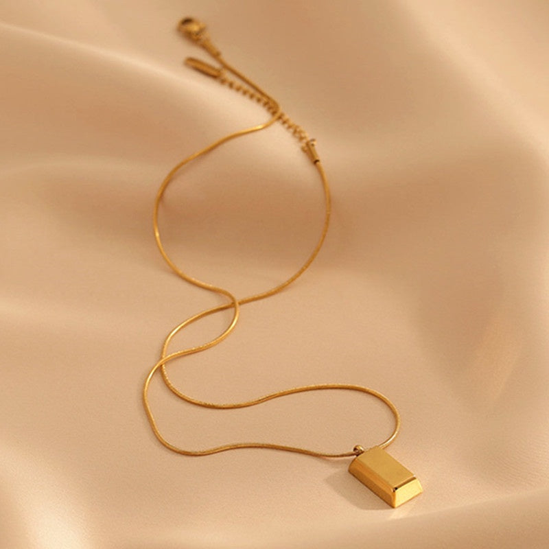 Kalung 18k Gold Nugget untuk Wanita - Rantai Klavikula Stainless Steel Anti Karat | Perhiasan Elegan dan Tahan Lama - 我的商店