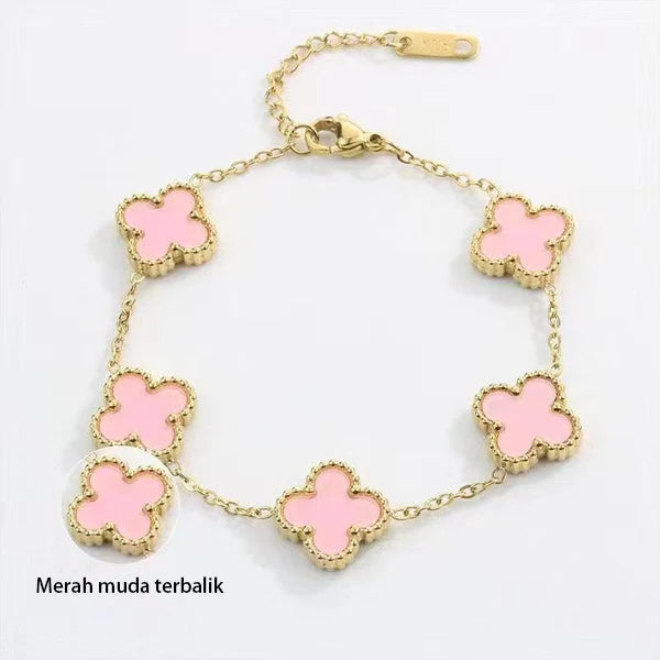 Four-leaf Clover Set Kalung Keberuntungan - Perhiasan Wanita Anti Karat dari Baja Tahan Karat - perhiasandirect