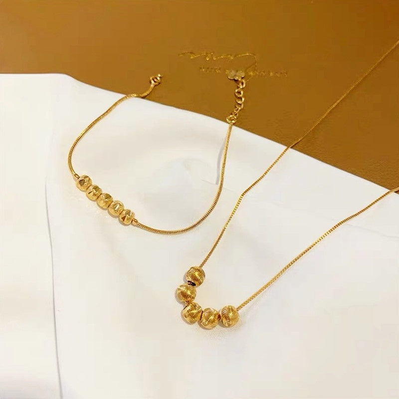 Gelang FU Pembawa Keberuntungan Wanita - Rantai Emas Stainless Steel Anti Kusam - 我的商店