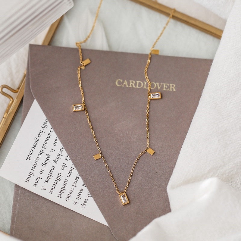 kalung permata kecil titanium cantik - Stainless Steel Anti Kusam, Aksesoris Prom & Hadiah Ulang Tahun, Grosir Harga Terbaik 3