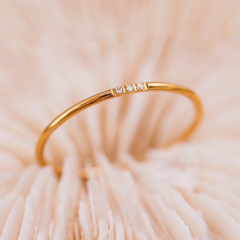 Cincin Wanita Stainless Steel - Lapis Emas, Tidak Kusam & Tidak Pudar, Elegan & Trendi! - 我的商店