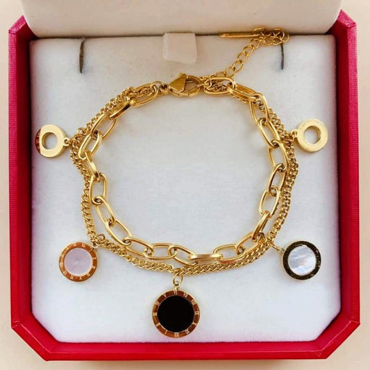 Gelang Clover Stainless Steel untuk Wanita – Anti Pudar, Warna Emas, Desain Elegan - 我的商店
