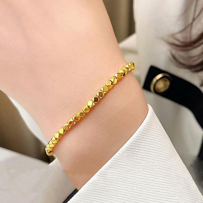 Gelang Clover Stainless Steel untuk Wanita – Anti Pudar, Warna Emas, Desain Elegan - 我的商店