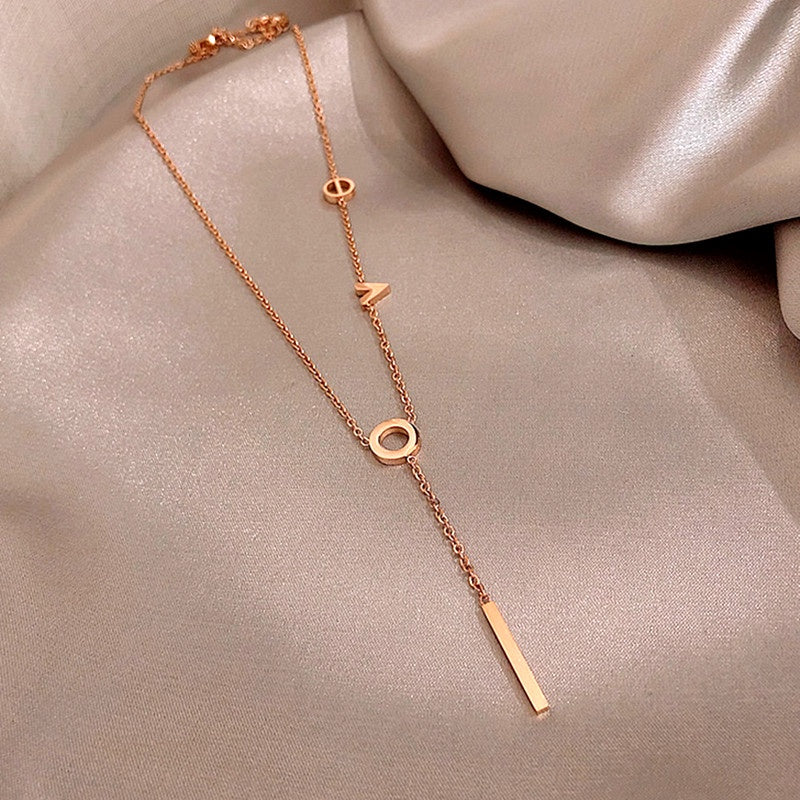 Kalung Love Letters Wanita - Liontin Huruf Romantis Stainless Steel Anti Kusam - 我的商店