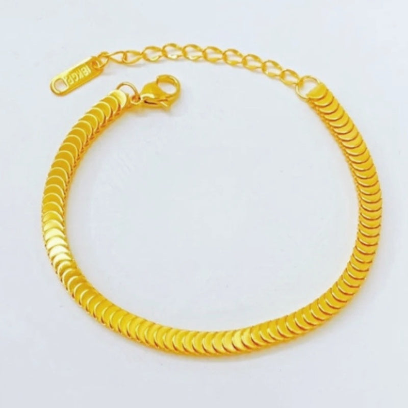 Gelang Wanita Sisik Ikan - Stainless Steel Lapis Emas 18K, Tidak Pudar, Gaya Vintage, Elegan & Trendi! - 我的商店