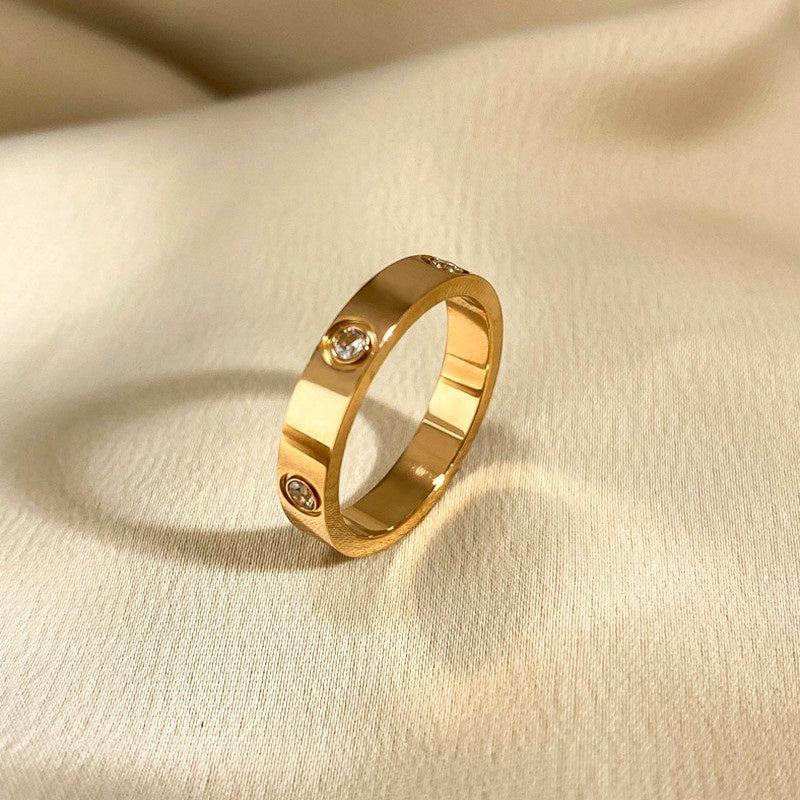 Cincin Trendy Titanium Anti Karat Tiga Warna ada mata dan tanpa mata menerima reseller - 我的商店