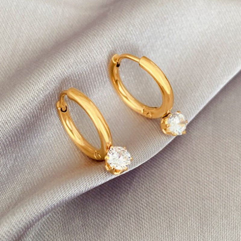Anting Berlian Wanita - Emas Hypoallergenic Gantung, Aksesoris Mewah & Aman untuk Kulit - 我的商店