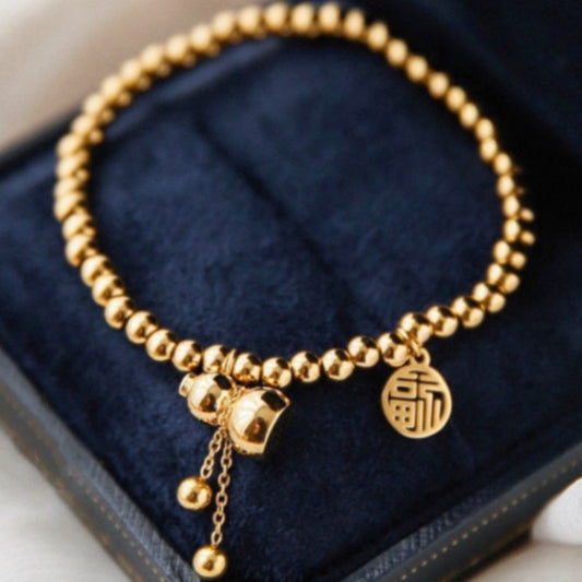 Gelang Manik untuk Wanita - Pendant Lucky Gourd Stainless Steel Anti Pudar | Bangle Hypoallergenic Hadiah Elegan - 我的商店