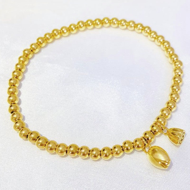 Grosir Gelang Manik Bunga Teratai Emas untuk Wanita – Baja Tahan Karat, Elegan, Anti Karat - 我的商店