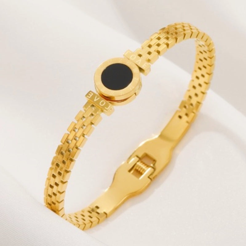 Gelang Lucky Charm untuk Wanita - 18k Emas & Stainless Steel Anti Pudar | Bangle Fashion Terbaru - 我的商店