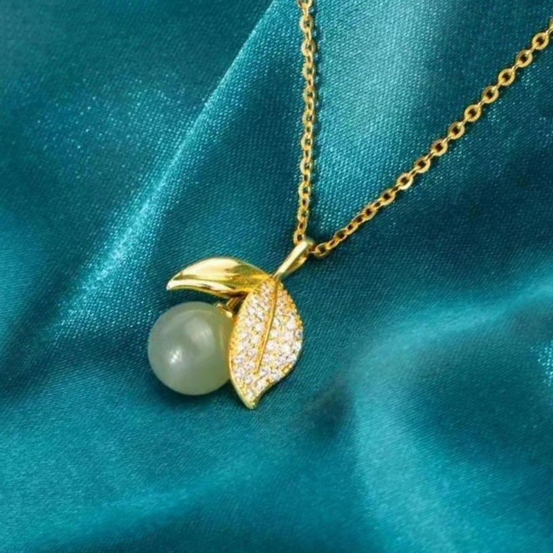 Grosir Kalung Wanita Liontin Daun Giok - Tidak Kusam, Cocok untuk Hadiah! - 我的商店