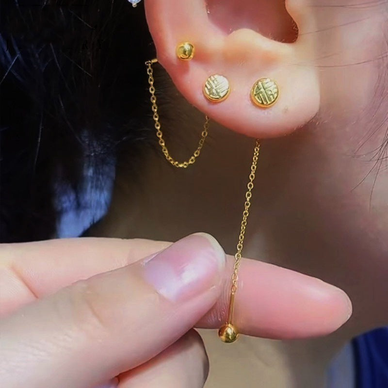 Anting Wanita Hypoallergenic - Stainless Steel FU Anti Kusam, Aksesoris Fashion 2025 - 我的商店