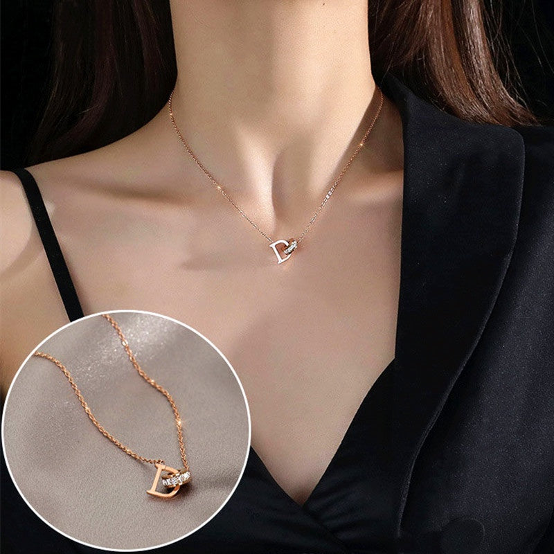 Kalung D Emas Wanita - Perhiasan Stainless Steel Elegan Anti Kusam, Aksesoris Fashion Trendy, Hadiah Spesial, Grosir Harga Terbaik - 我的商店