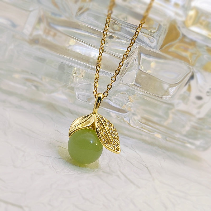 Grosir Kalung Wanita Liontin Daun Giok - Tidak Kusam, Cocok untuk Hadiah! - 我的商店