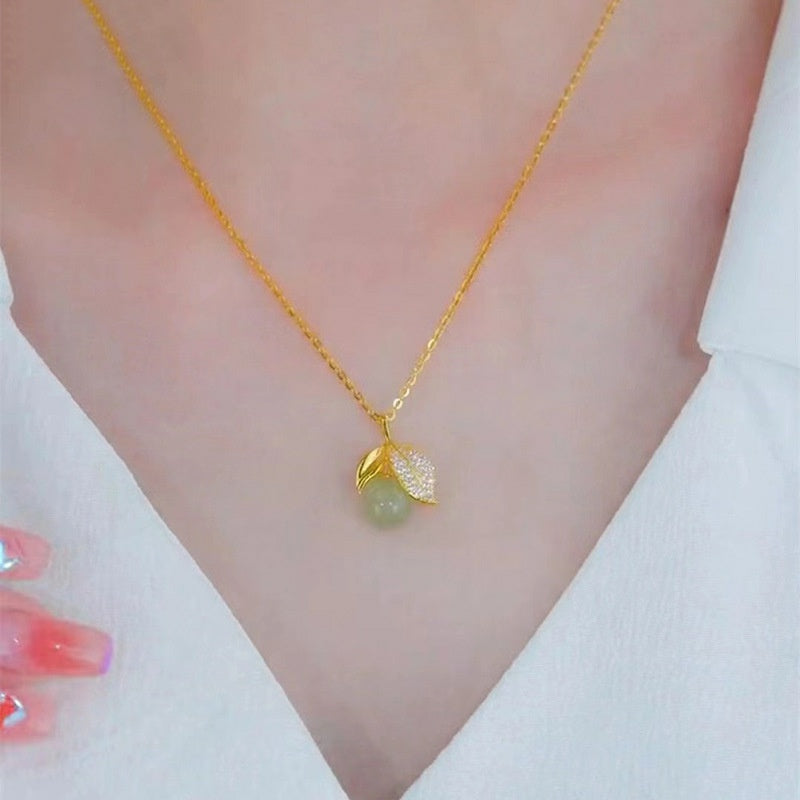 Grosir Kalung Wanita Liontin Daun Giok - Tidak Kusam, Cocok untuk Hadiah! - 我的商店