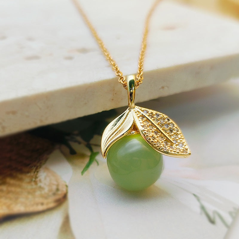 Kalung Giok Emas 18K untuk Wanita – Liontin Rantai Baja Tahan Karat, Perhiasan Elegan, Hadiah untuk Sahabat - 我的商店