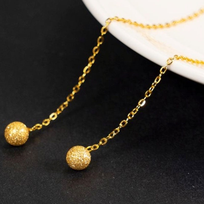 Anting untuk Wanita - Bead Frosted Gantung Stainless Steel Hypoallergenic | Perhiasan Elegan - 我的商店