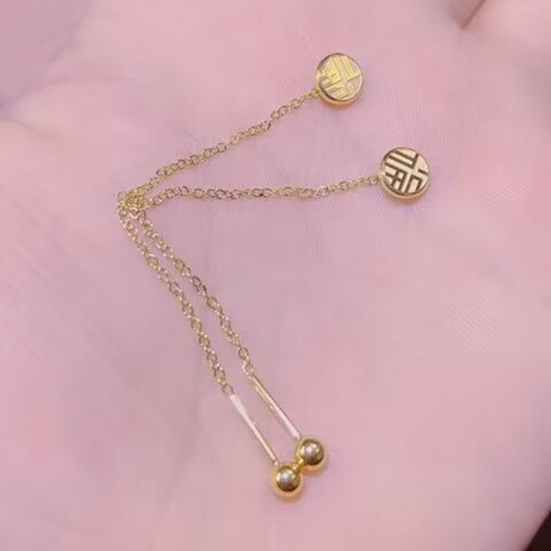 Anting Wanita Hypoallergenic - Stainless Steel FU Anti Kusam, Aksesoris Fashion 2025 - 我的商店