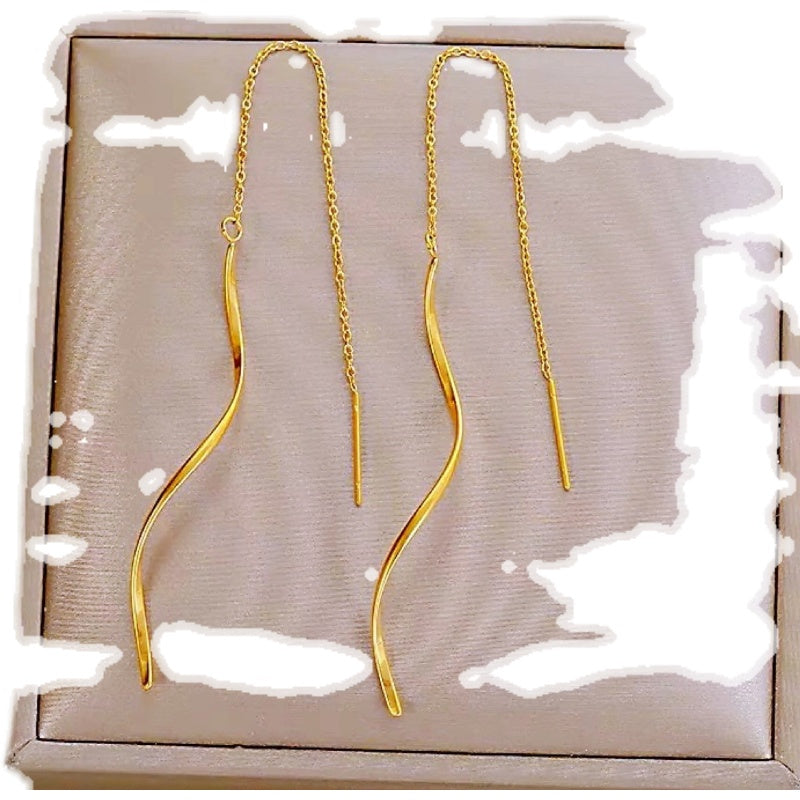 Anting Wanita Model Ombak Menjuntai Stainless Steel Anti Alergi perhiasandirect
