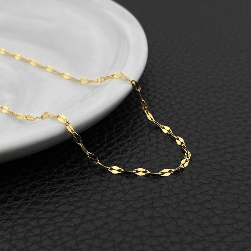 Kalung Rantai Emas Wanita - Stainless Steel Klasik Anti Kusam, Hadiah Elegan - 我的商店