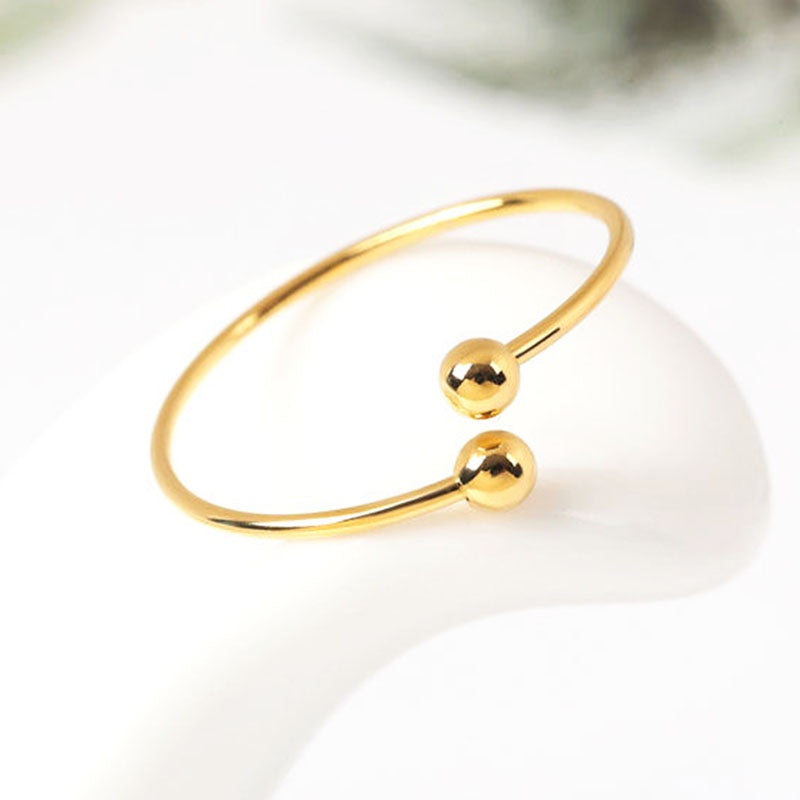 Cincin Bola Emas Stainless untuk Wanita - Anti Pudar & Anti Luntur | Aksesoris Perhiasan Elegan - 我的商店