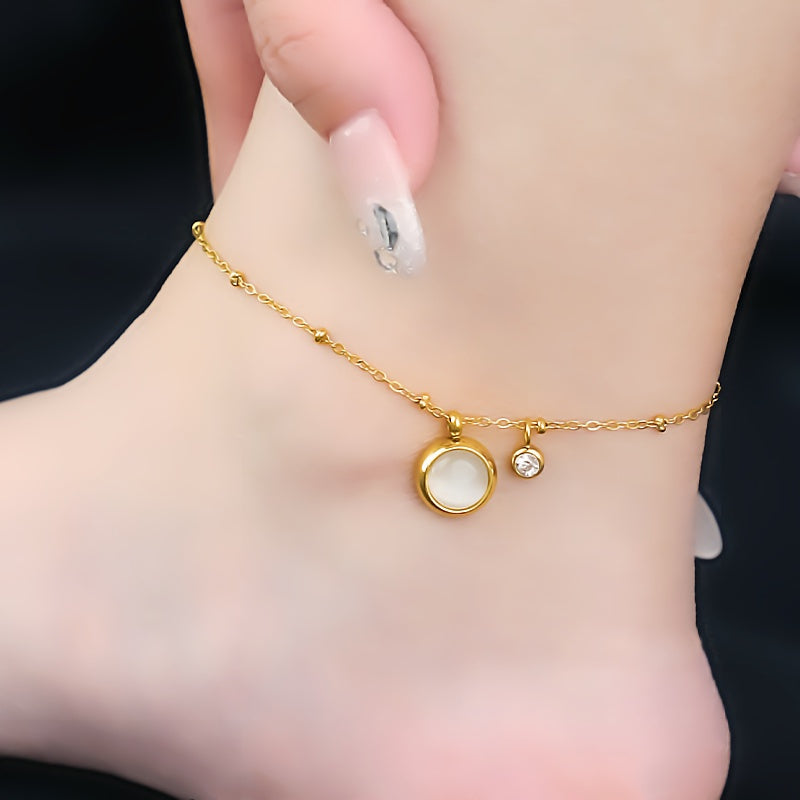 Gelang Kaki Mata Kucing Wanita - Stainless Steel Anti Kusam & Tidak Pudar, Hadiah Unik - 我的商店