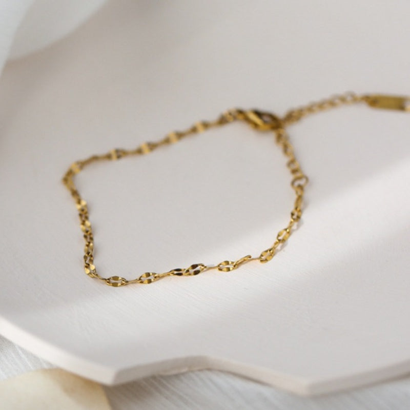 Gelang Rantai Emas untuk Wanita - Stainless Steel Anti Pudar | Aksesoris Perhiasan Elegan - 我的商店
